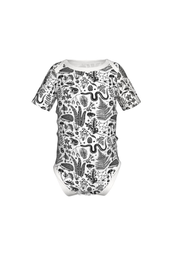 Fall Forest Pattern Baby Climbing Bodysuit Short Sleeve Onesie Unisex 0-12 Months Baby Shirt Newborn Outfits Crotch snap design-12 Months