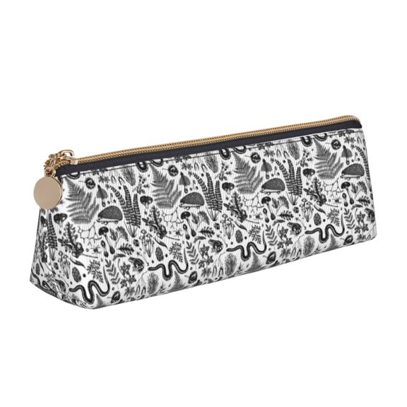 Xecao Fall Forest Print Leather Pencil Case -Stationery Bag Pen Holder for Work & Office