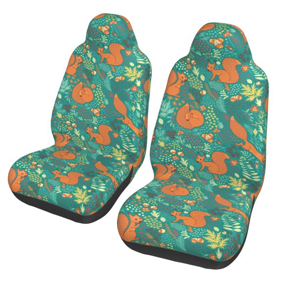 Xecao Fall Forest Squirrel Print Car Seat Cover in That Fits Most Cars, Vans, SUVs, and Trucks.