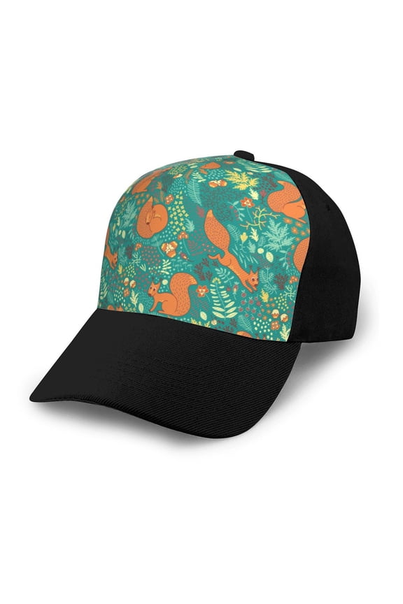Fall Forest Squirrel print unisex vintage washed baseball cap, a soft and adjustable hat perfect for any casual style.