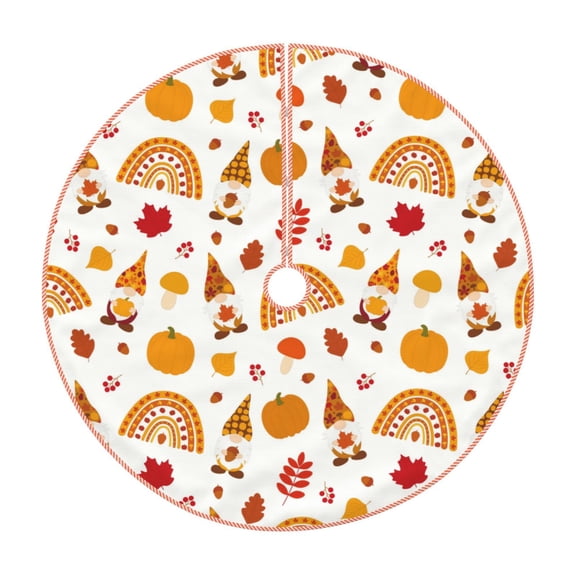 Xecao Fall Gnomes Harvest Pattern Christmas Tree Skirt Holiday Part Decorations for Christmas Tree, Farmhouse Christmas Decor Xmas Holiday Home Party Decorations-30"