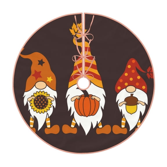 Xecao Fall Gnomes Pattern Christmas Tree Skirt Holiday Part Decorations for Christmas Tree, Farmhouse Christmas Decor Xmas Holiday Home Party Decorations-48"