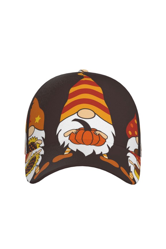 Fall Gnomes for Baseball Cap: Unisex, crafted from classic polyester twill fabric, featuring a soft unconstructed design