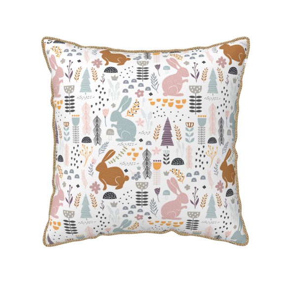 Xecao Fall Rabbit Print Soft Velvet Decorative Throw Pillow Covers, Square Cushion Cases for Bed, Sofa, Living Room, Car, and Indoor Outdoor Use-18"x18"