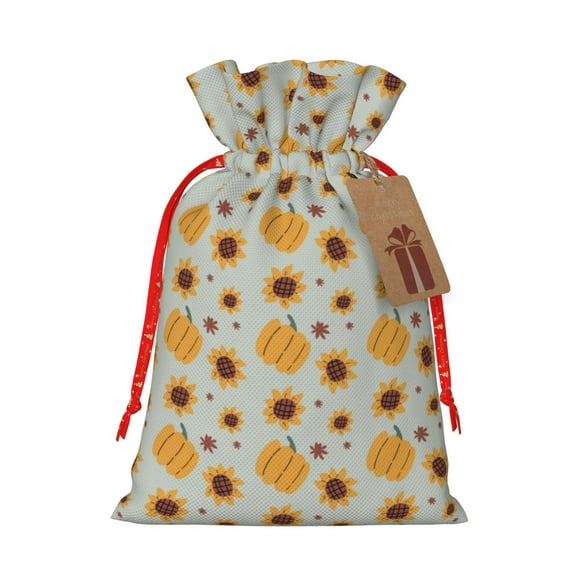 Xecao Fall Thanksgiving Day Print Burlap Gift Bags with Drawstring and Gift Tags, Gift Bags, Burlap Bags, Jute Bags for Party, Christmas, DIY Craft Bags-Medium