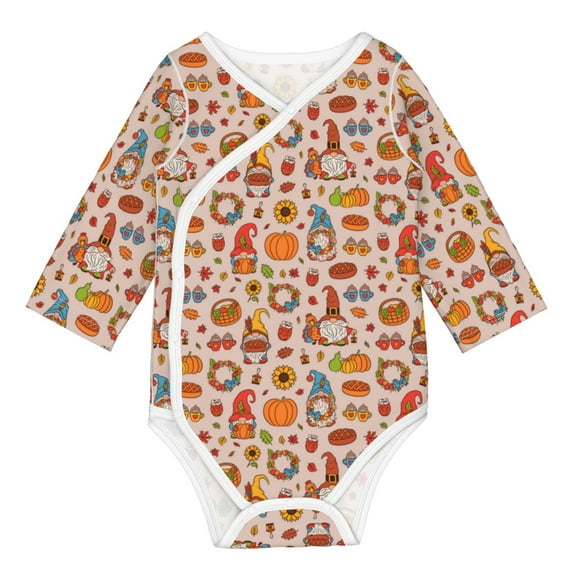 Xecao Fall Thanksgiving Print Baby unisex-baby Cotton Long-sleeve Bodysuits-18 Months