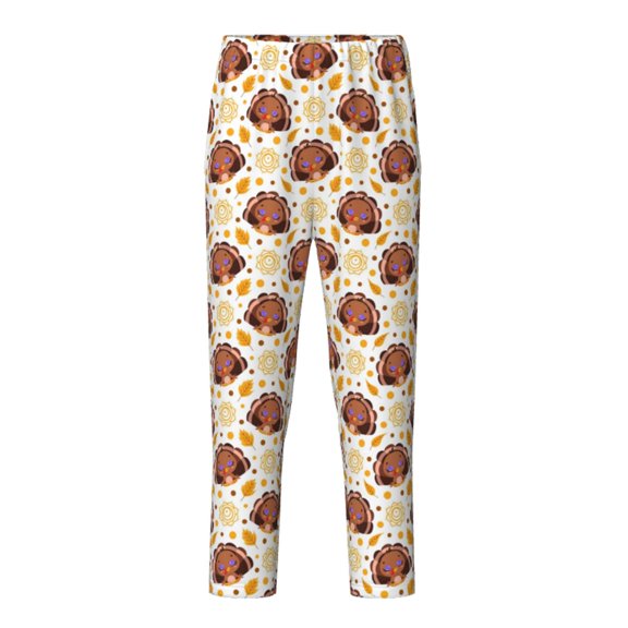 Xecao Fall Turkey Print Teenagers' Pajama Pants Long Sleep Pants Soft Elastic Waist Pajama Bottoms Elastic waist with 2 Pockets 5-16 Years-Small