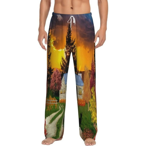 Xecao Fall Village Scenery Men's Straight Lounge Pajama Pants: The Ultimate in Comfortable Sleepwear