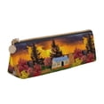 thumbnail image 1 of Xecao Fall Village Scenery Print Leather Pencil Case -Stationery Bag Pen Holder for Work & Office, 1 of 5
