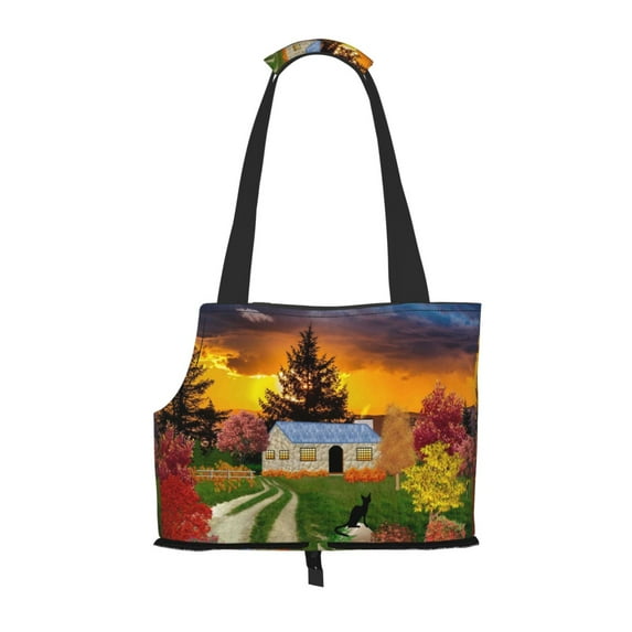 Xecao Fall Village Scenery for Cat Carrier Small Dog Handbag: The Ideal Travel Companion for Your Pet