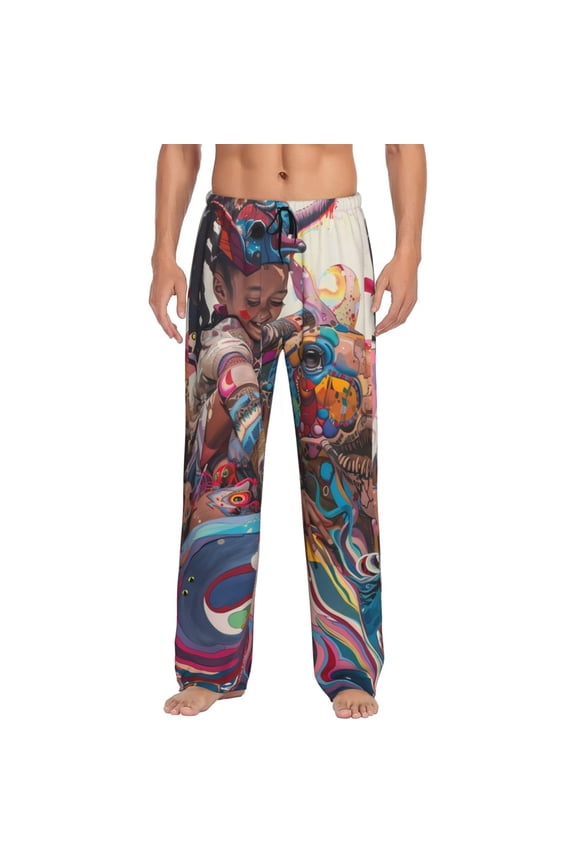 Fantasy Colorful Beast Print Men's Straight Lounge Pajama Pants - The Ultimate in Comfortable Sleepwear-