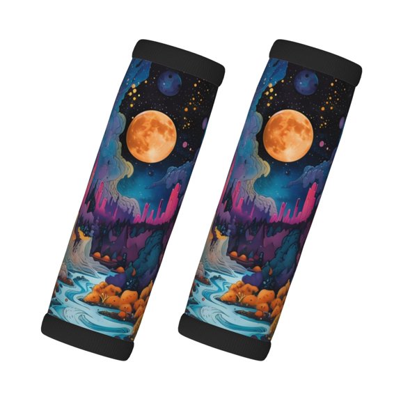 Xecao Fantasy Cosmic Landscape Print 2 Pack Luggage Handles Wrap Grips Identifiers Bright Luggage Markers, Unique Travel Essentials,Bright Luggage Markers