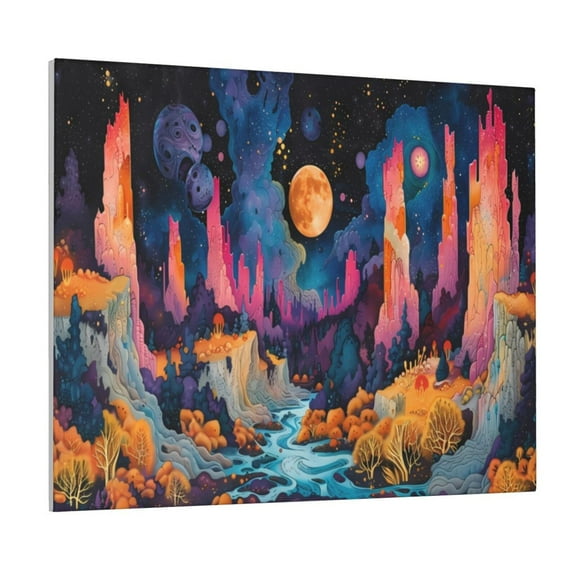 Xecao Fantasy Cosmic Landscape for Waterproof Framed Canvas Art - Modern Home Decor with Real Wood Frame for Gifting and Interior Design,Horizontal