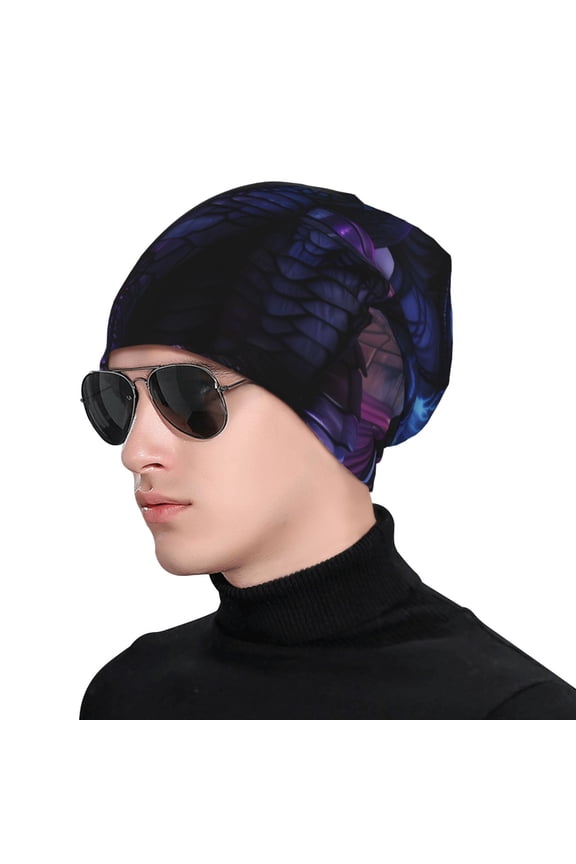 Fantasy Dragon In Cathedral Print Beanie Knitted Hat for Men Women, Winter Fashion Knit Cuffed Caps Unisex