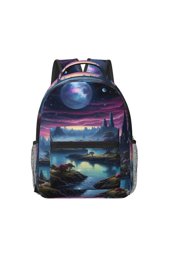 Fantasy Landscape Starry Night Print Casual Backpack: A Computer Backpack Ideal for Men and Women, Perfect for College, School, or Daily Travels-One Size