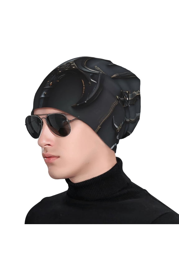 Fantasy Medieval Weaponry Print Beanie Knitted Hat for Men Women, Winter Fashion Knit Cuffed Caps Unisex