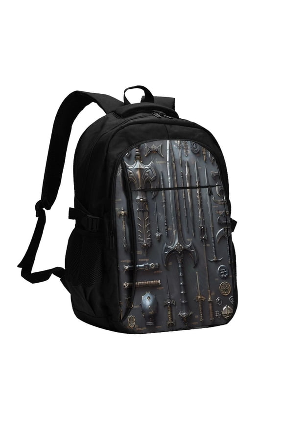 Fantasy Medieval Weaponry for Travel Laptop Backpack, USB-Charging-Enabled, Spacious Business Backpack for Men and Women,College School Computer Bag