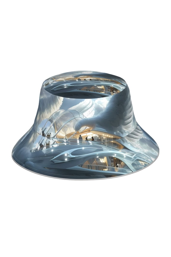 Fantasy Swan Yacht Design Print Men and Women Night Reflective Hat Runner Cap Visor Bucket Hat Boonie Cap