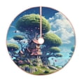 thumbnail image 1 of Xecao Fantasy Treehouse Planet Scene Pattern Christmas Tree Skirt Round Xmas Tree Mat Base Cover for Holiday Home Decorations-30", 1 of 6