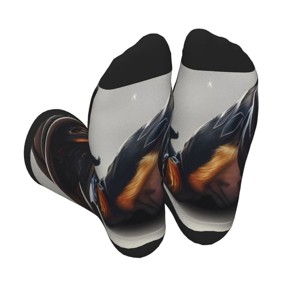Xecao Fantasy Wizard Dog Art Print Crew Socks for Men and Women, Men's Soft Moisture-wicking Sock