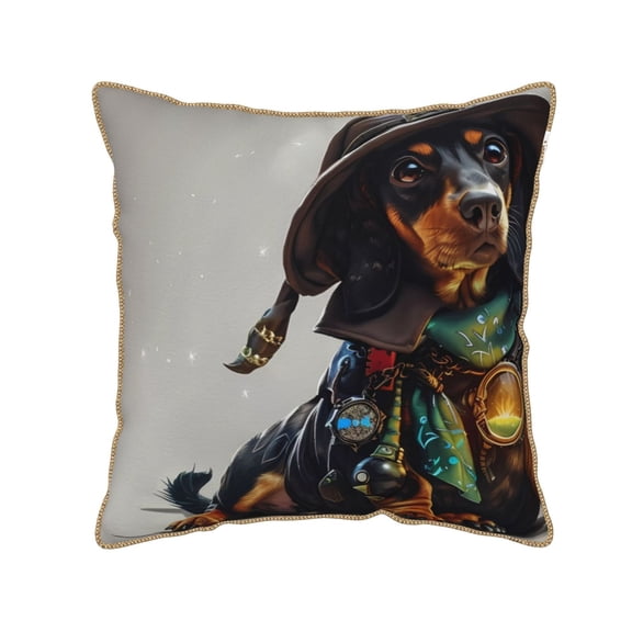 Xecao Fantasy Wizard Dog Art Print Soft Velvet Decorative Throw Pillow Covers, Square Cushion Cases for Bed, Sofa, Living Room, Car, and Indoor Outdoor Use-18"x18"