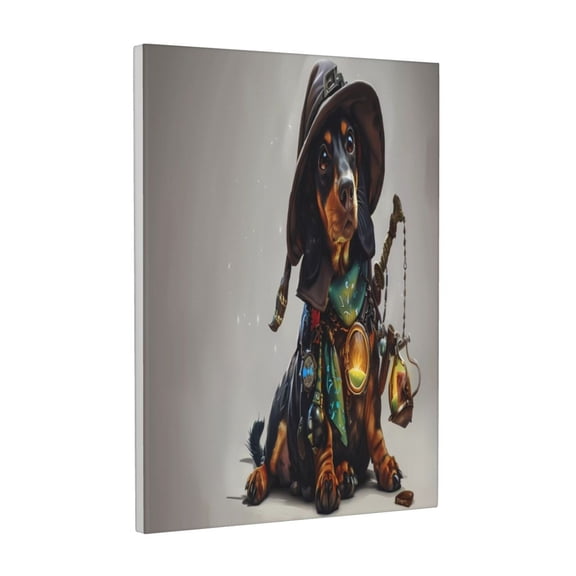Xecao Fantasy Wizard Dog Art for Ready-to-Hang Canvas Art 12x16 Inches - Waterproof HD Print Solid Wood Frame for Gifting,Vertical