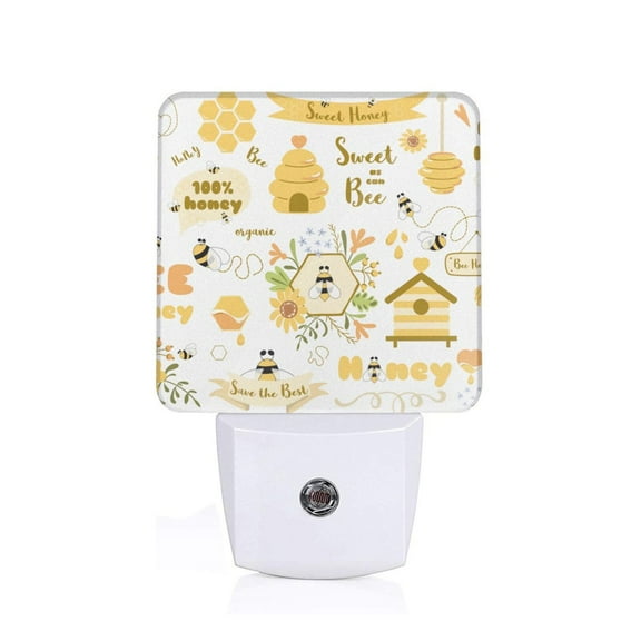 Xecao Farm Bee Cute Honey for Night Light - a Wall-mounted LED Fixture with A Dusk-to-dawn Sensor, Ideal for Bedrooms, Bathrooms, Hallways, and Kitchens-US