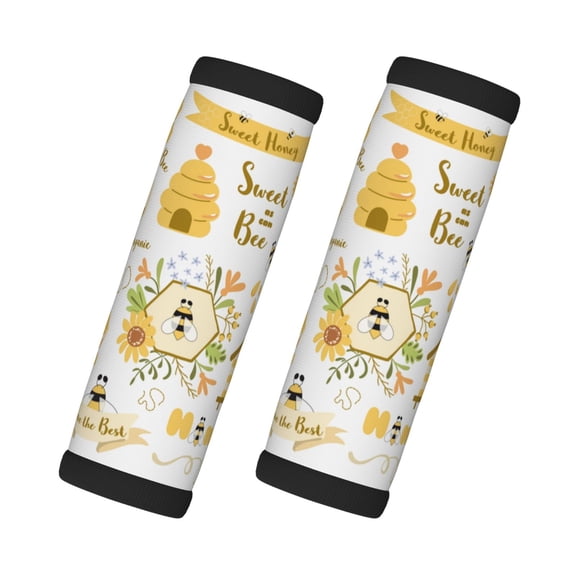 Xecao Farm Bee Cute Honey Print 2 Pack Luggage Handles Wrap Grips Identifiers Bright Luggage Markers, Unique Travel Essentials,Bright Luggage Markers