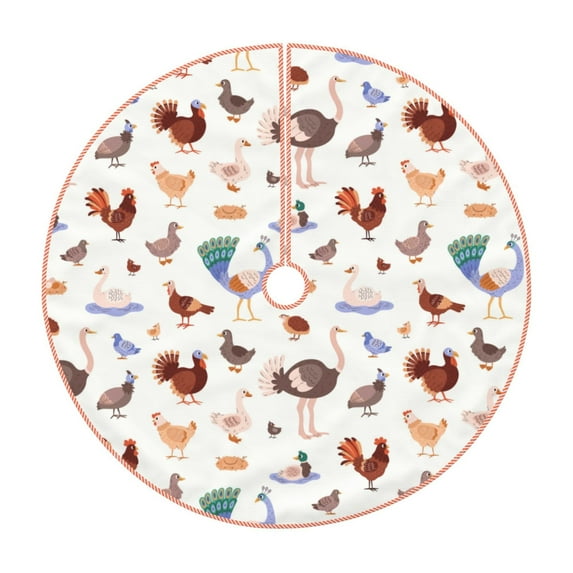 Xecao Farm Birds Goose Pattern Christmas Tree Skirt Round Xmas Tree Mat Base Cover for Holiday Home Decorations-30"