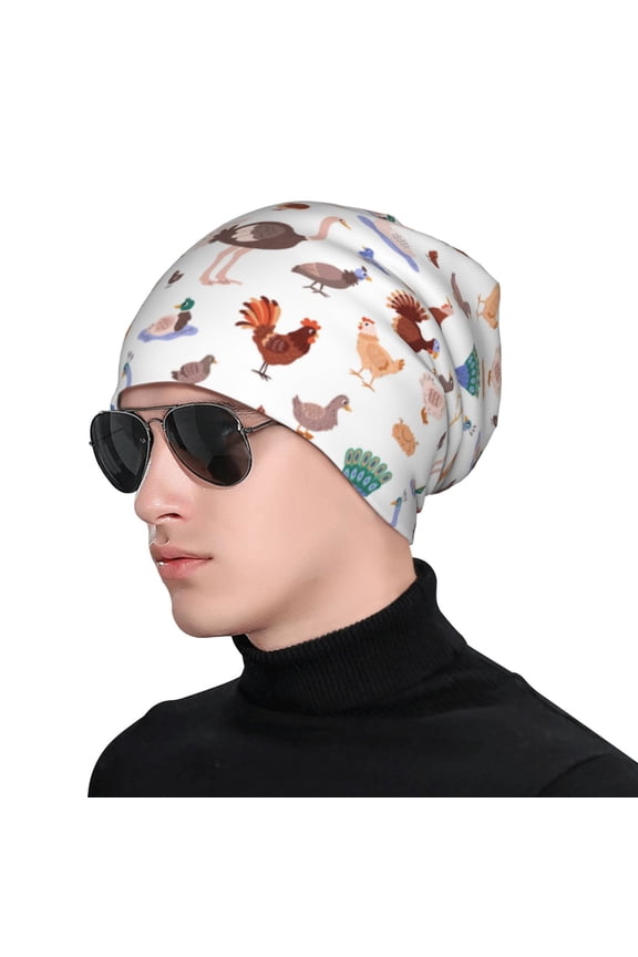 Farm Birds Goose Print Beanie Knitted Hat for Men Women, Winter Fashion Knit Cuffed Caps Unisex