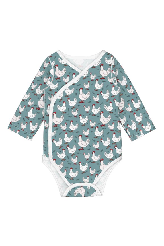 Farm Birds Print Baby unisex-baby Cotton Long-sleeve Bodysuits-12 Months