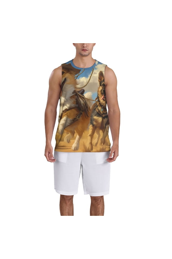 Farm Corgi German Shepherd print basketball shirt for both men and women, a unisex basketball jersey perfect for theme parties-Small
