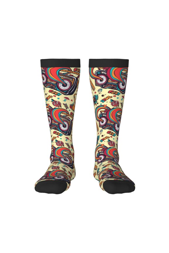 Fashion Hippie Girl print thigh-high socks, crafted for both men and women with a stretchy, high-opaque design perfect for daily wear