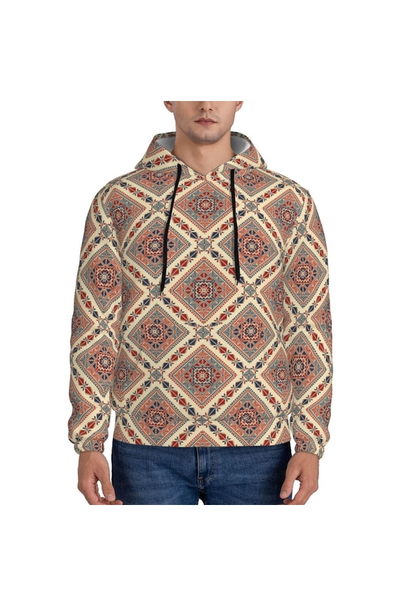 Fashion Tatreez Pattern Men's Adult Pullover Hoodie,Hooded Sweatshirt-4X-Large