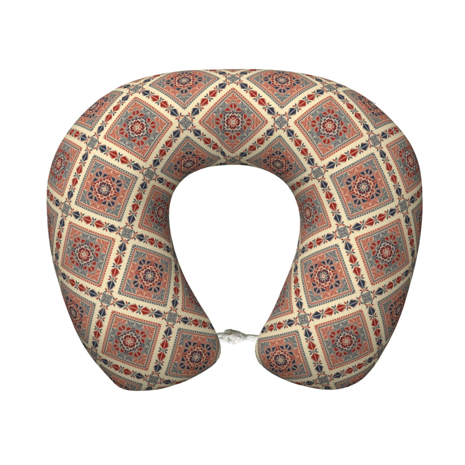 Xecao Fashion Tatreez Print Memory Foam Cervical Neck Pillow Versatile U-Shaped Pillows for Home,Office,Camping,Travelling,Soft Washable Cover