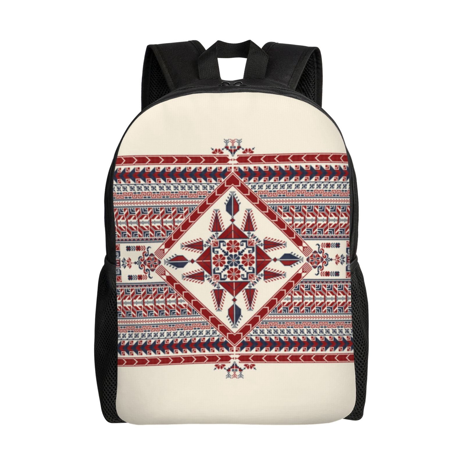 Xecao Fashion Tatreez Print School Backpack with Laptop Compartment Small Travel Laptop Backpack for Women Men Waterproof College Backpack Simple School Bag