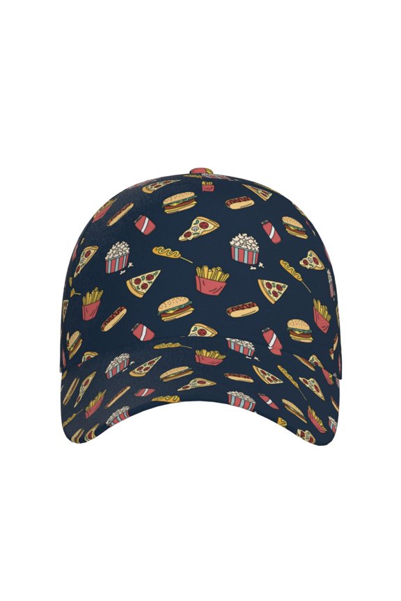Fast Food for Baseball Cap: Unisex, crafted from classic polyester twill fabric, featuring a soft unconstructed design