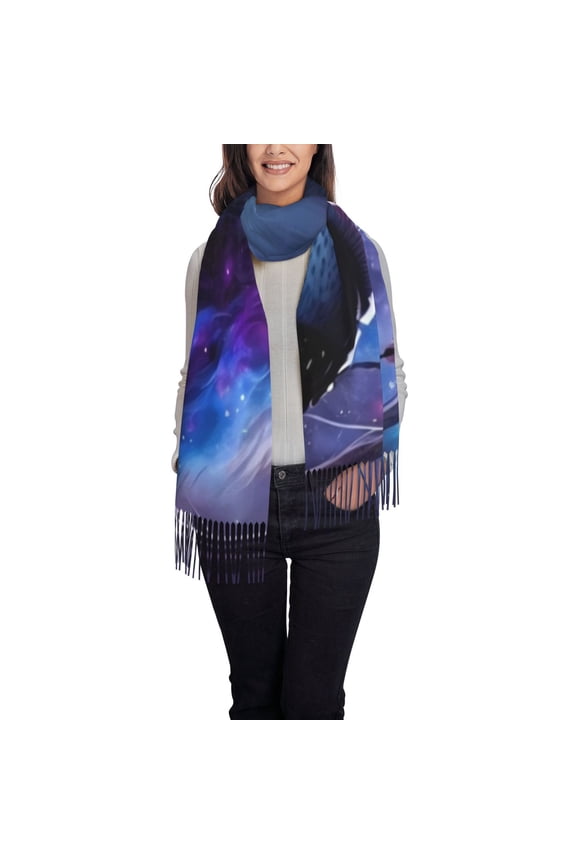 Feathered Wolf Pattern Womens Winter Scarf Fall Scarf Oversized Large Scarf for Women Warm Shawl Wrap