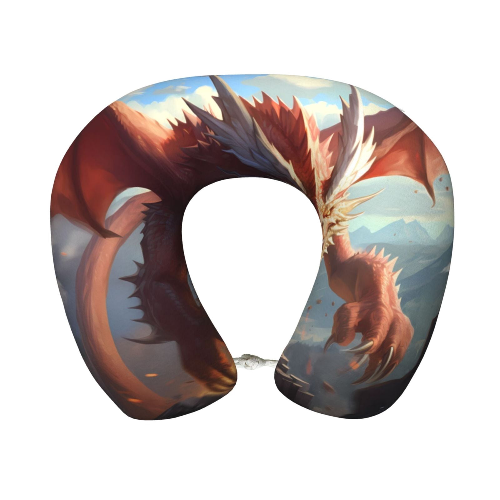 Xecao Ferocious Dragon Fury Print Memory Foam Cervical Neck Pillow Versatile U-Shaped Pillows for Home,Office,Camping,Travelling,Soft Washable Cover