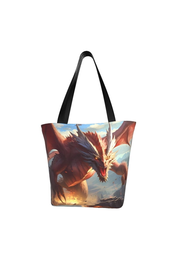 Ferocious Dragon Fury for Tote Bag for Women -Tote Shoulder Bag with A Little Pocket Inside, Perfect for Travel and Work.