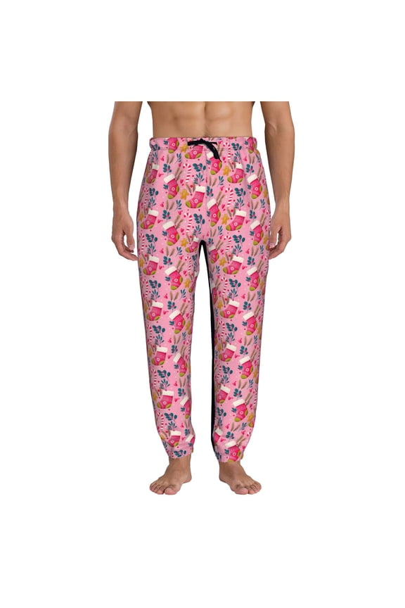 Festive Christmas Stocking Cheer Print Active Tech Joggers for Men, Mens Sweatpants Lounge Pants with Pockets-3X-Large