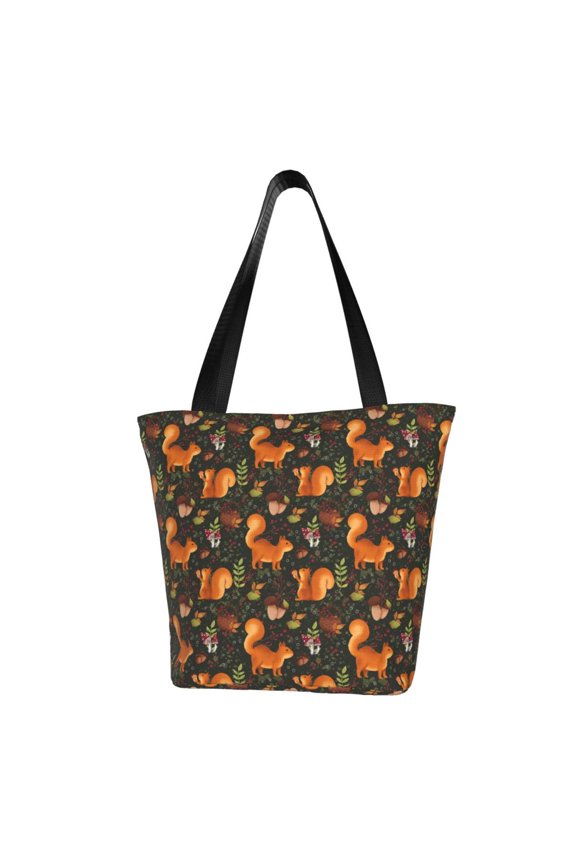 Festive Squirrels Dark Forest for Tote Bag for Women -Tote Shoulder Bag with A Little Pocket Inside, Perfect for Travel and Work.