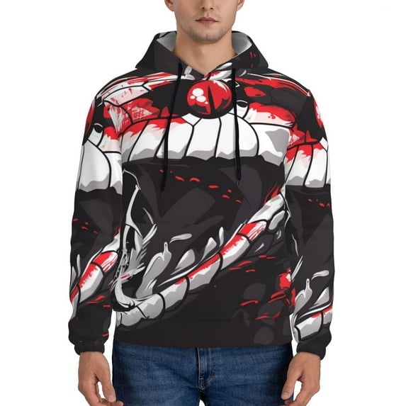 Xecao Fierce Red Viper Graphic Art Pattern Men's Adult Pullover Hoodie,Hooded Sweatshirt-X-Large