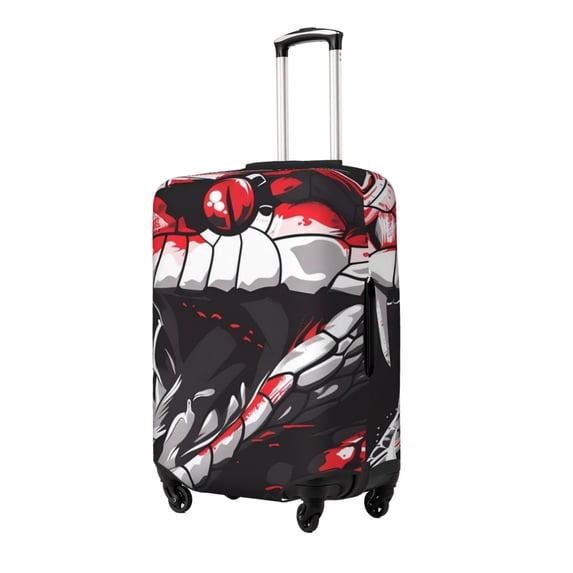 Xecao Fierce Red Viper Graphic Art Print Elastic Luggage Cover, Double-sided Print , Perfect for Travel, Business, and Daily Use (Suitcase Not Included)-Small