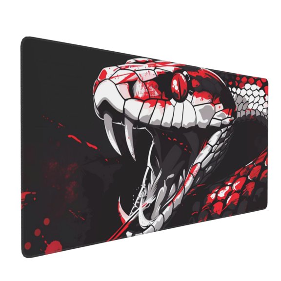 Xecao Fierce Red Viper Graphic Art Print Large Mouse Pad, 16x35.5in Mousepad, Professional Non-Slip Rubber Base Big Mouse Pad, Mouse Pad for Gaming & Office Full Desk Mouse Pad