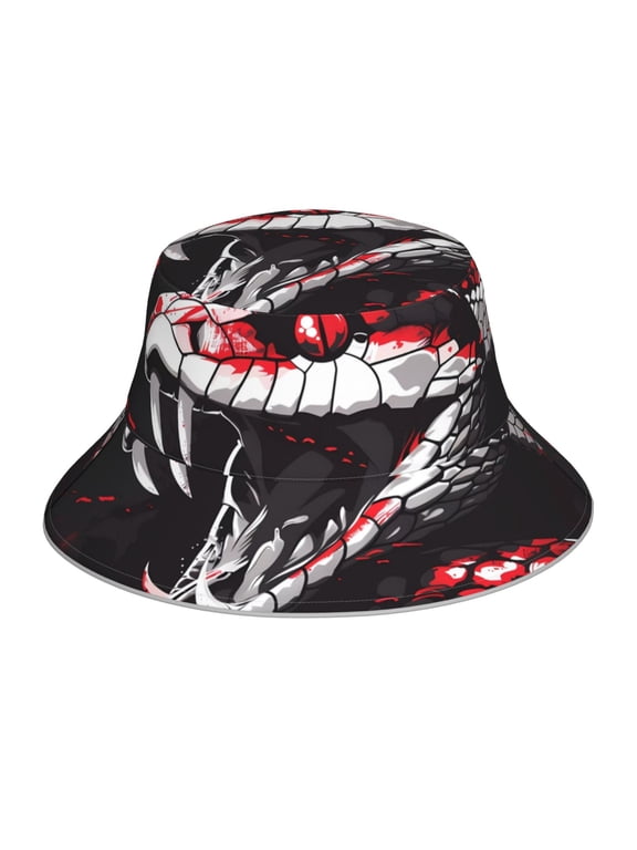 Fierce Red Viper Graphic Art Print Men and Women Night Reflective Hat Runner Cap Visor Bucket Hat Boonie Cap