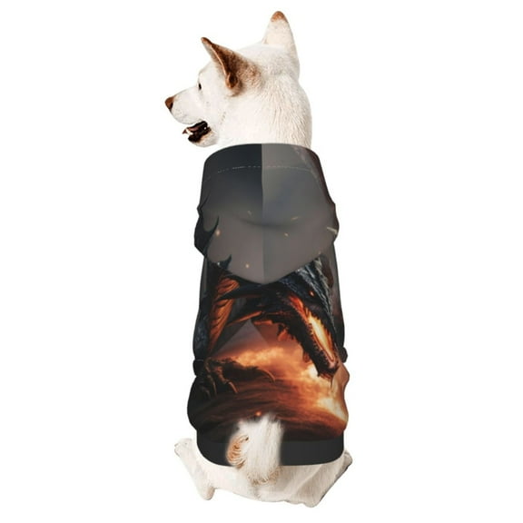 Xecao Fiery Black Dragon Attack Pattern Sweatshirts Winter Pet Dog Hoodie Puppy Coat Dog Sweaters Dog Clothes with Hat Dog Clothes Costume Outfit,Small Pets Wear-Small