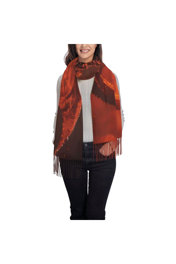 Fiery Dragons Castle Attack Pattern Womens Winter Scarf Fall Scarf Oversized Large Scarf for Women Warm Shawl Wrap