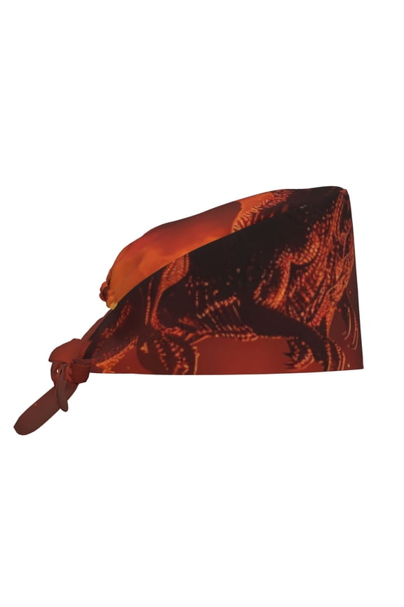 Fiery Dragons Castle Attack Print Men Women Adjustable Working Cap with Button Unisex Hats Sweatband