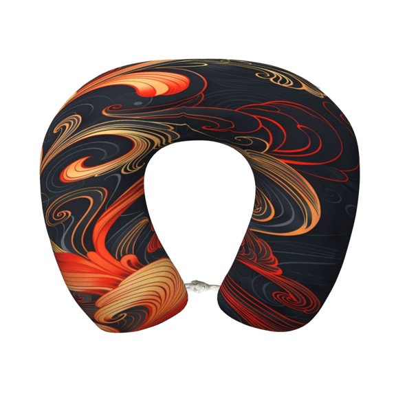 Xecao Fiery Floral Pattern Print Memory Foam Cervical Neck Pillow Versatile U-Shaped Pillows for Home,Office,Camping,Travelling,Soft Washable Cover
